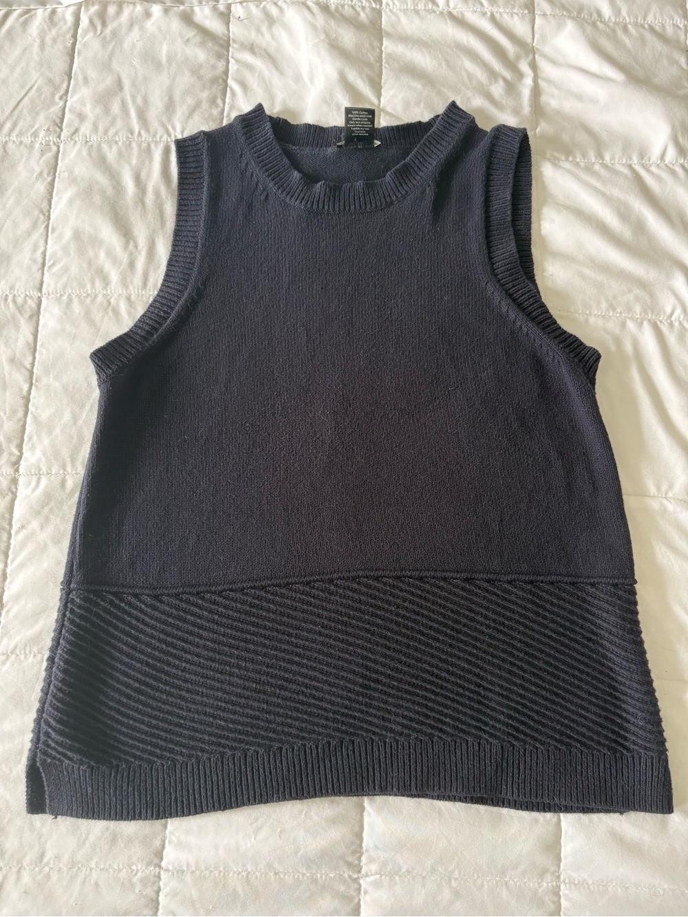 Ann Taylor Factory Navy Sleeveless Crewneck Sweater Vest